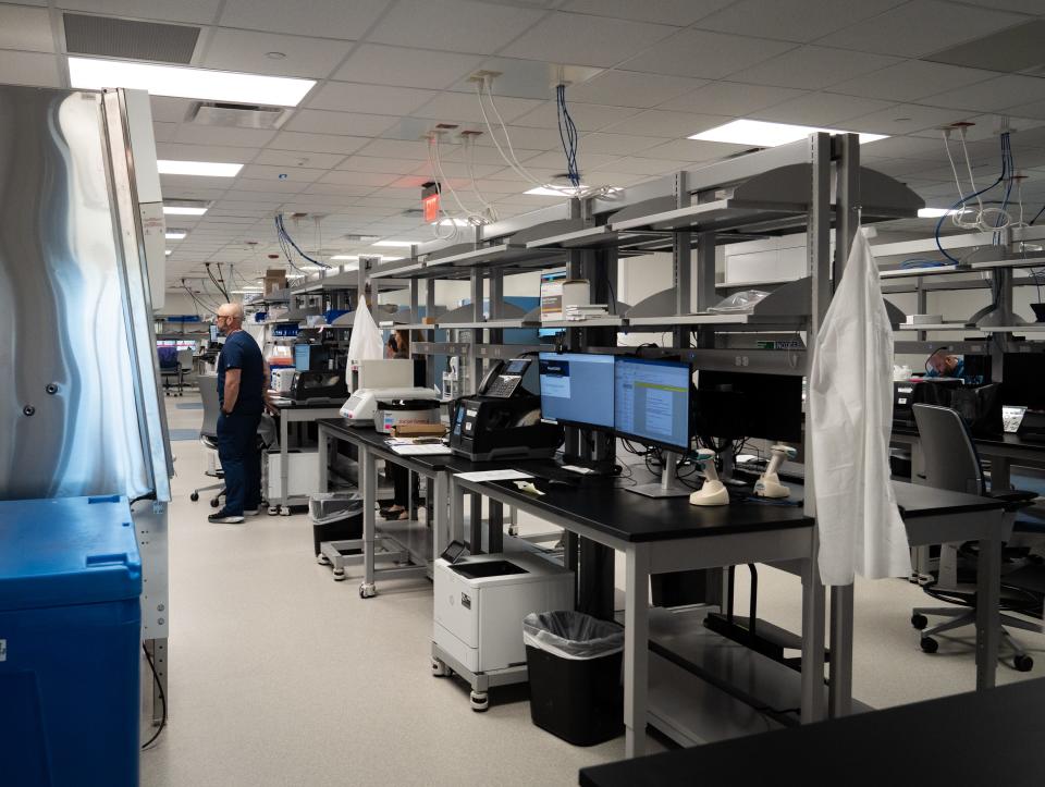 The on-site laboratory at the new Texas Children's Hospital, Jan. 31, 2024. The new North Austin campus will open in early February. The on-site lab will help expedite test results.