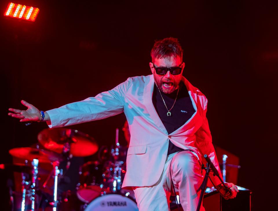 Blur performs on the Coachella Stage during the Coachella Valley Music and Arts Festival in Indio, Calif., Saturday, April 13, 2024.