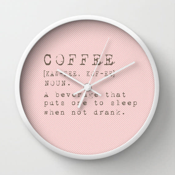 <i>Coffee Wall Clock, <a href="https://www.etsy.com/listing/196630003/coffee-wall-clock-coffee-dictionary?ga_order=most_relevant&amp;ga_search_type=all&amp;ga_view_type=gallery&amp;ga_search_query=funny%20wall%20clock&amp;ref=sr_gallery_16" target="_blank">$50</a></i>