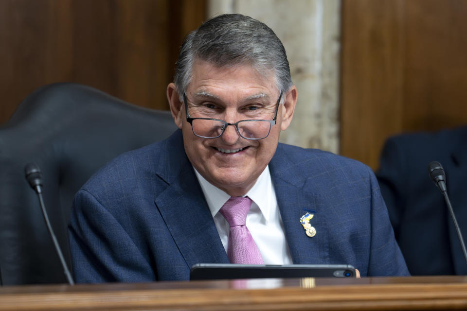 Sen. Joe Manchin, D-W.Va., chairs a hearing of the Senate Energy and Natural Resources Committee on the health of the electrical power grid, at the Capitol in Washington, Thursday, June 1, 2023. As the Senate takes up the debt limit package passed by the House, Manchin is expecting a fight from Sen. Tim Kaine, D-Va., and other Virginia Democrats who are incensed that the White House negotiated into the deal approval of the controversial Mountain Valley Pipeline natural gas project which is important to Manchin. (AP Photo/J. Scott Applewhite)