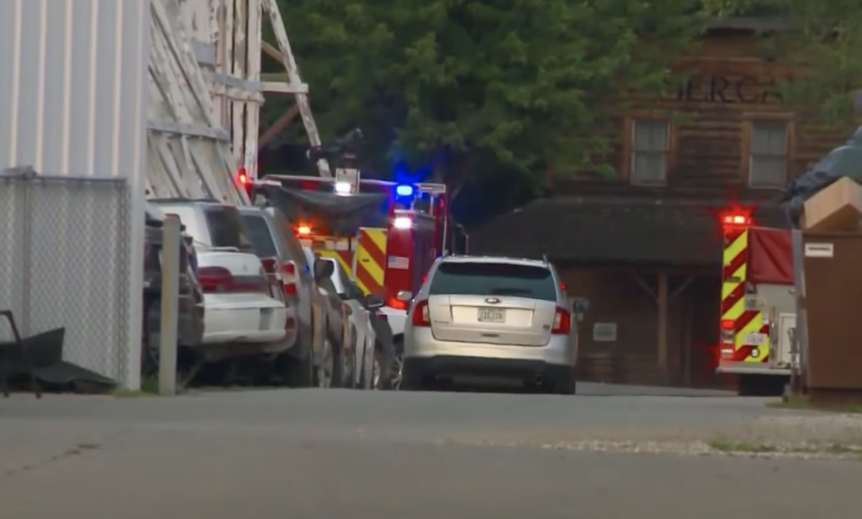 Fire crews seen outside Adventureland in Iowa.