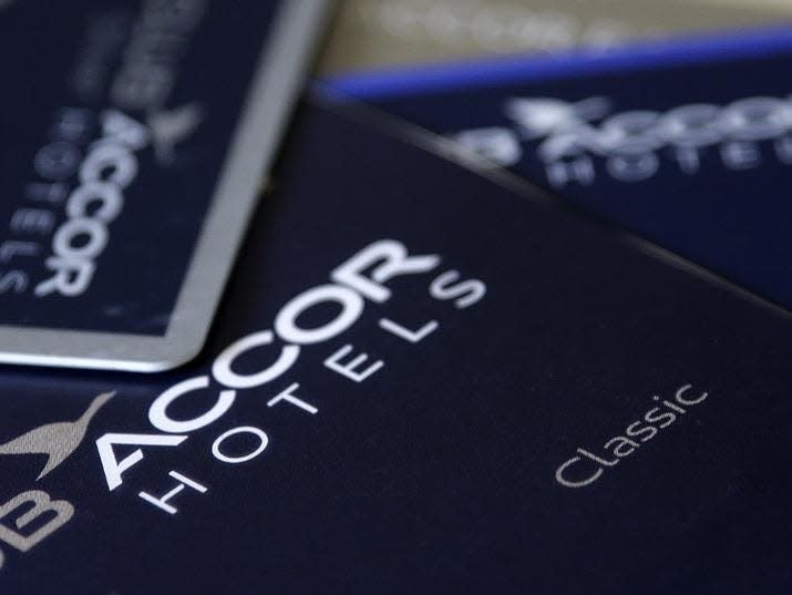 An illustration picture shows loyalty guest cards of Europe's largest hotel group Accor displayed on a desk in Paris August 28, 2013. REUTERS/Jacky Naegelen