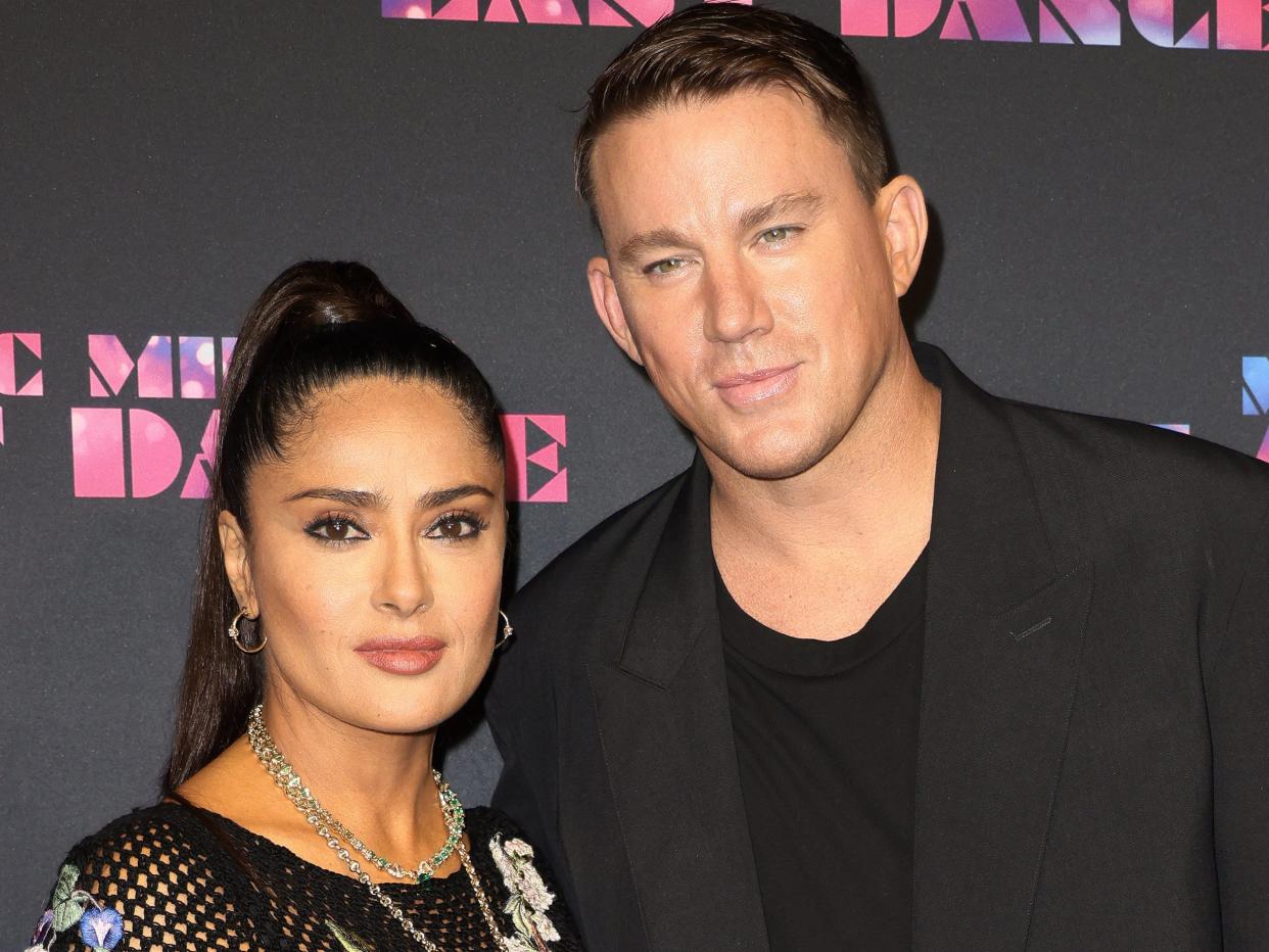 Salma Hayek Pinault and Channing Tatum at the Magic Mike's Last Dance premiere.