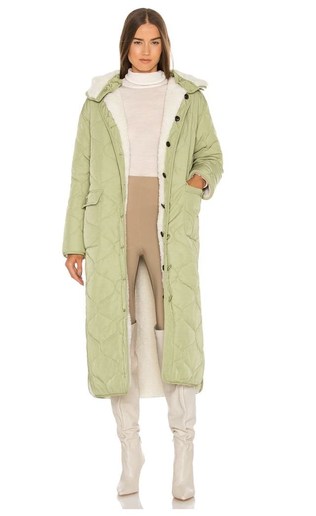 Lucky Brand Faux Shearling Long Coat In Latte