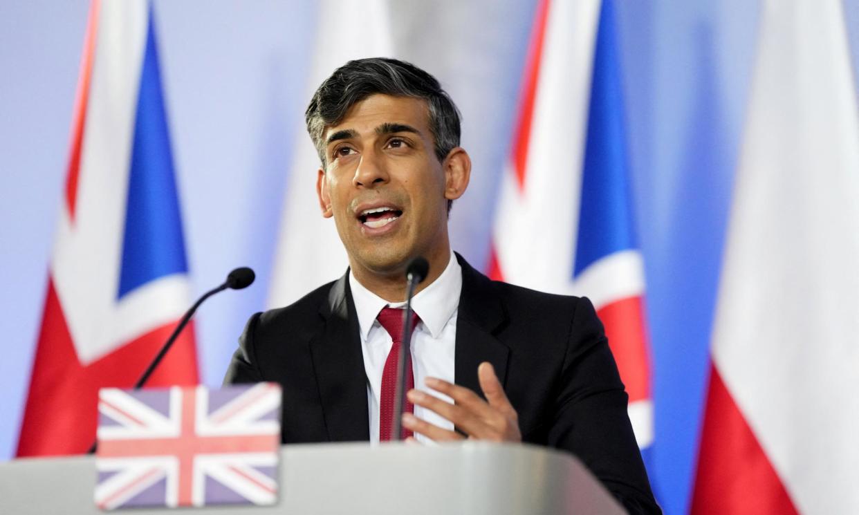 <span>Rishi Sunak’s headline announcement was to commit to increase defence spending to 2.5% of GDP by 2030.</span><span>Photograph: Aleksandra Szmigiel/Reuters</span>