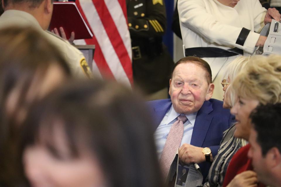 Las Vegas Sands casino magnate Sheldon Adelson, here next to his wife, Miriam, is extending COVID-19 shutdown pay for Las Vegas Sands employees until at least May 17.