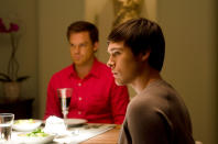 Michael C. Hall as Dexter Morgan and Sam Underwood as Zach Hamilton in the "Dexter" Season 8 episode, "Are We There Yet?"