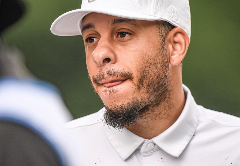 Seth Curry, Brooklyn Nets NBA player and former Liberty University and Duke University player, during the BMW Charity Pro-Am at Thornblade Club in Greer, S.C. Thursday, June 8, 2023.  Amateurs, celebrities, and professionals are playing at Thornblade Club in Greer, S.C. and The Carolina Country Club in Spartanburg June 8 through 11. 