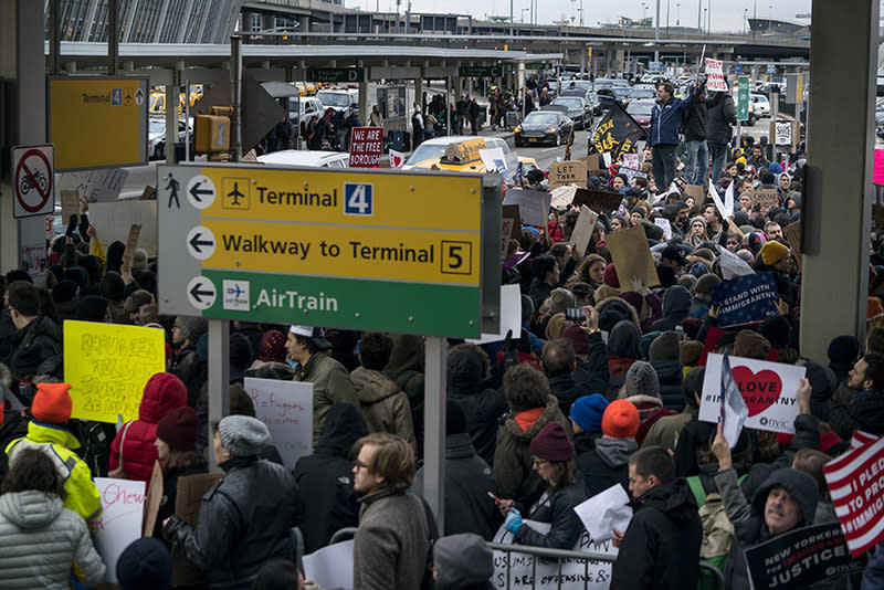 Protests at JFK over travel ban