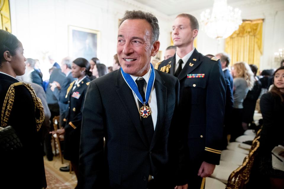 Bruce Springsteen departs after receiving the Presidential Medal of Freedom at a ceremony in the East Room of the White House on Nov. 22, 2016.