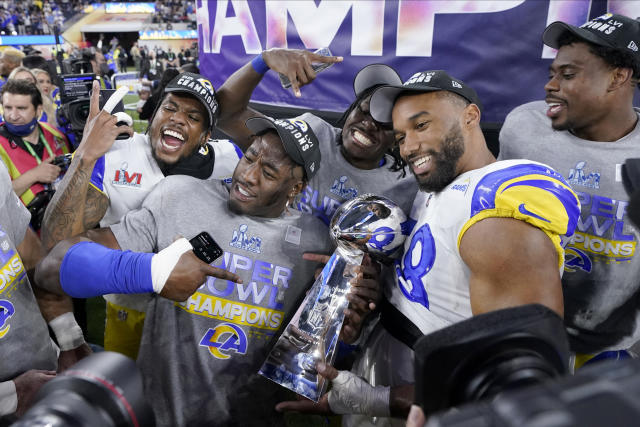 Official Los angeles la rams super bowl 56 champions trophy shirt