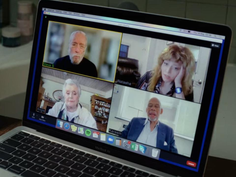 Stephen Sondheim, Angela Lansbury, Kareem-Abdul Jabbar and Natasha Lyonne in ‘Glass Onion' (Netflix)