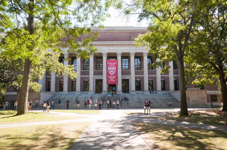 The Harvard Widener Library on Harvard's campus in Cambridge, Massachusetts. (Photo: marvinh via Getty Images)