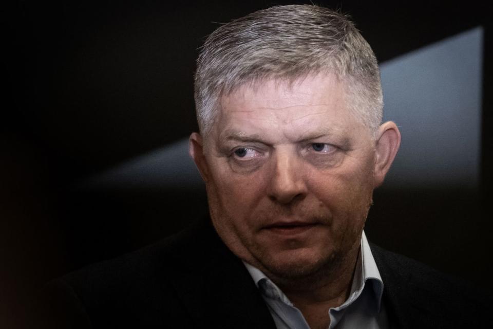 Chairman of Smer-Social Democracy party Robert Fico arrives for a press conference at the party's headquarters after an early parliamentary election in Bratislava, Slovakia on Oct. 1, 2023. (Vladimir Simicek/AFP via Getty Images)