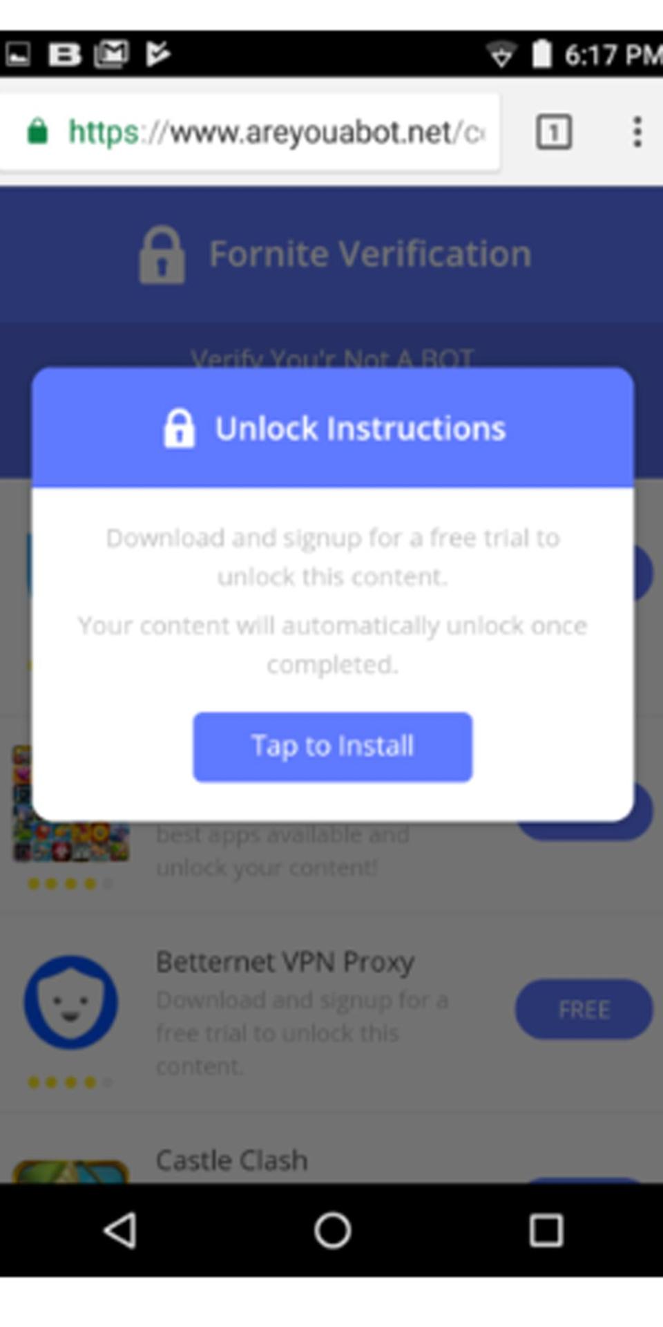 The website asks you download other apps in order to