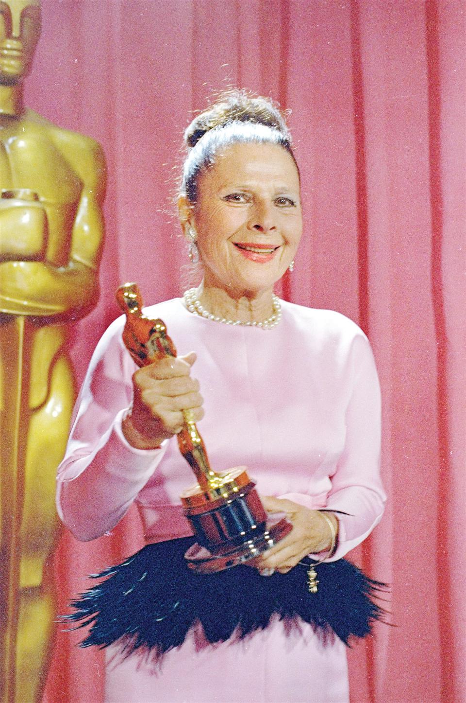 Quincy native Ruth Gordon holds the Oscar she won April 14, 1969, for best supporting actress in the film "Rosemary's Baby."