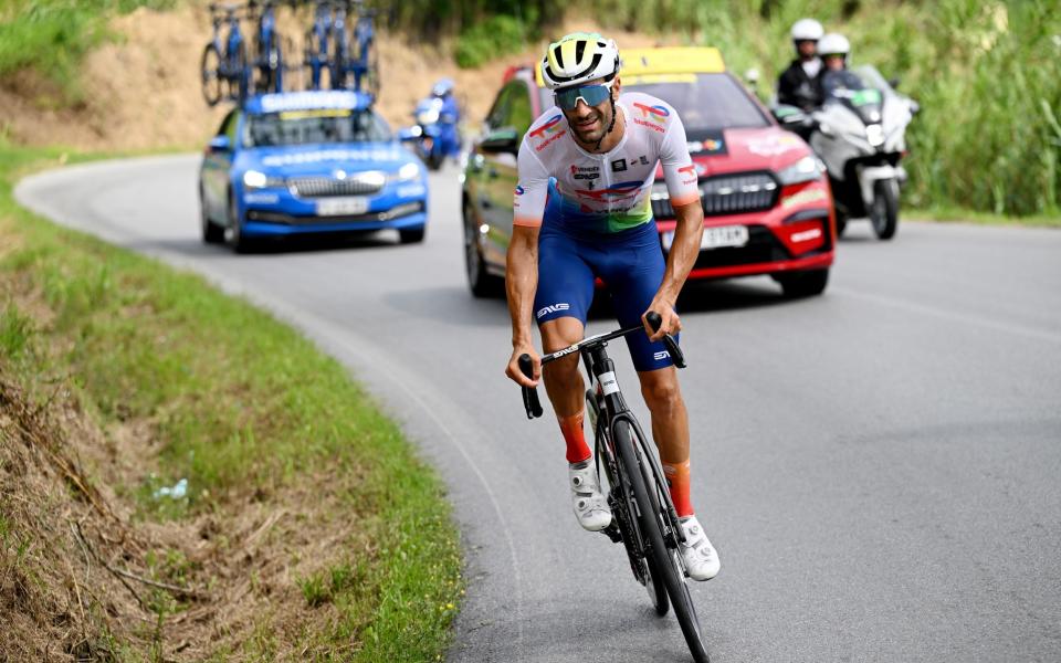 Fabien Grellier in a one-man breakaway