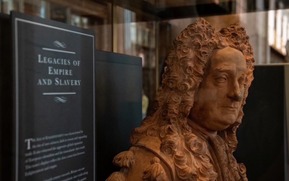 A bust of Hans Sloane was relocated inside the British Museum, which he founded - Getty