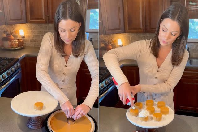 <p>Credit: The Magnolia Mercantile/Instagram</p> Tara Panasiuk, aka the Magnolia Mercantile, Demonstrates a Pumpkin Pie Hack