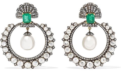 amrapali diamond pearl emerald earrings