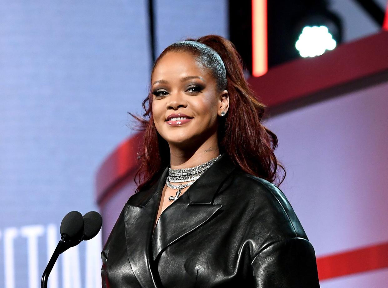 Rihanna appears on stage at the BET Awards in Los Angeles on Sunday.&nbsp; (Photo: Paras Griffin/VMN19 via Getty Images)