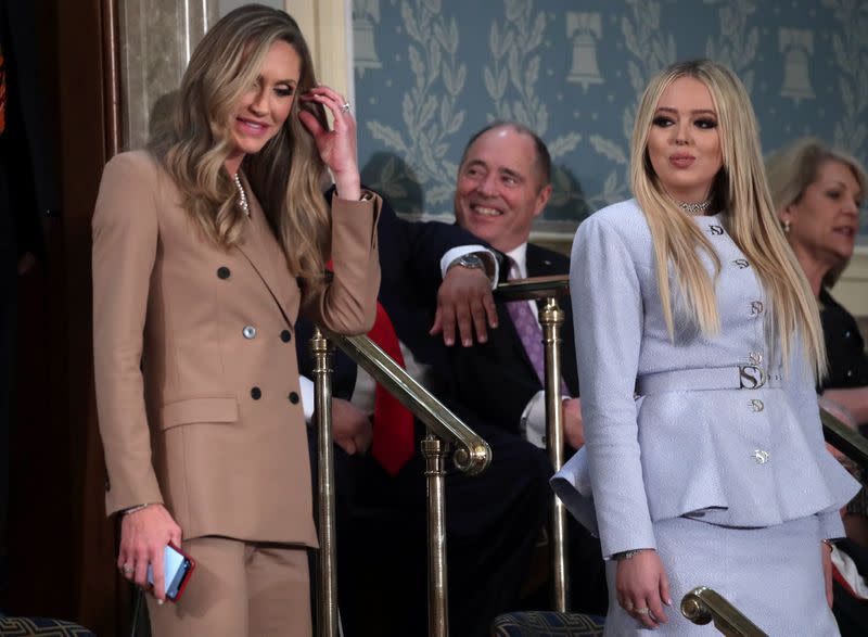 President Trump's daughter-in-law Lara Trump, and daughter Tiffany Trump stand together as they wait for U.S. President Donald Trump's State of the Union address at the U.S. Capitol in Washington