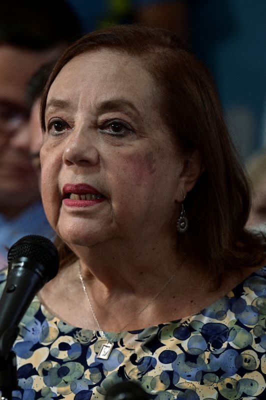 FILE PHOTO: Venezuelan opposition leader Maria Corina Machado addresses the media in Caracas