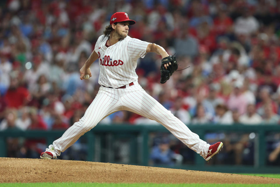 費城費城人Aaron Nola。（Photo by Rob Tringali/MLB Photos via Getty Images）