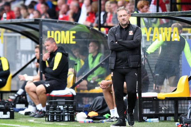 Swindon Town head coach Scott Lindsey at Harrogate on Saturday. Picture: ROB NOYES