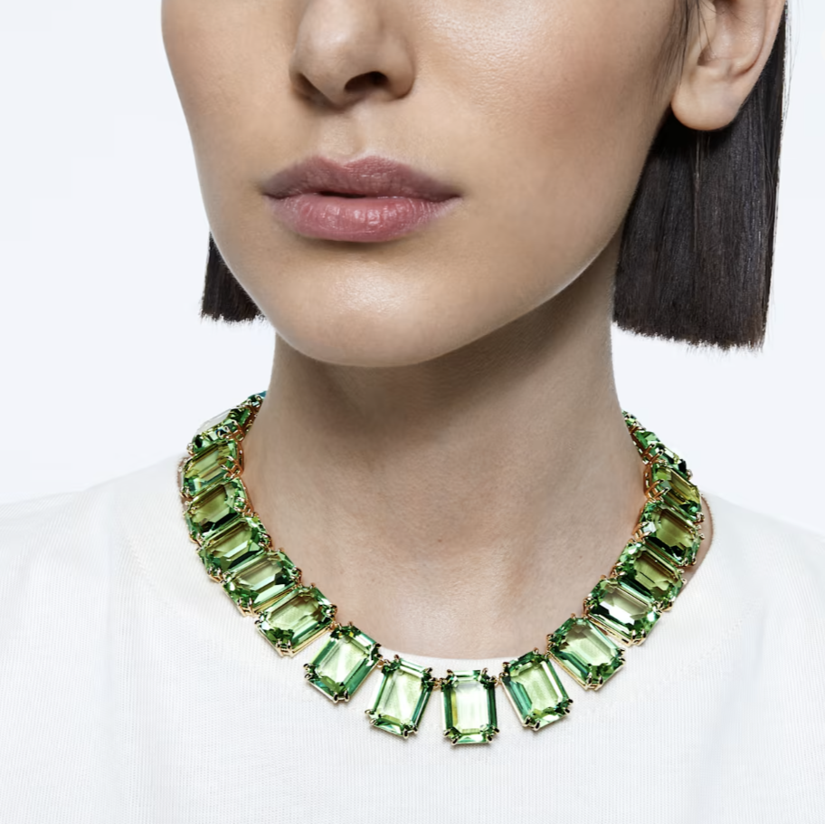 Millenia necklace, Oversized crystals, Octagon cut, Gold-tone plated. PHOTO: Swarovski