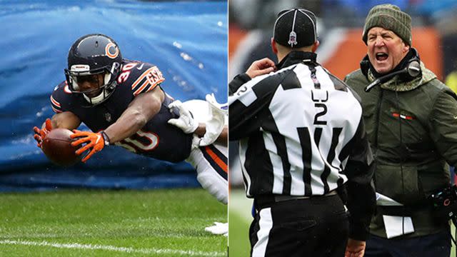 Cunningham dives for the corner, while coach Fox blows up. Pic: Getty