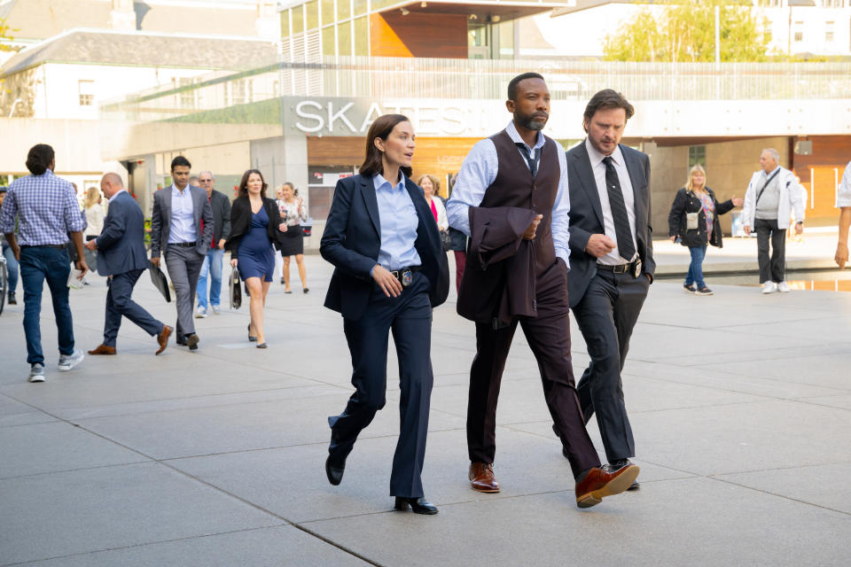 Kathleen Munroe, K.C. Collins and Aden Young in Law & Order Toronto: Criminal Intent on Citytv (Amanda Matlovich)