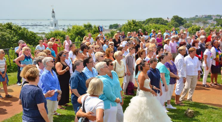 The second annual Bride Pride, in Provincetown, Mass., was a mass wedding and renewal ceremony for 84 brides. (Photo: Dan McKeon)