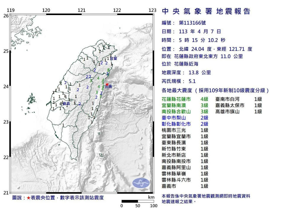 <strong>新地震報告。（圖／氣象署提供）</strong>