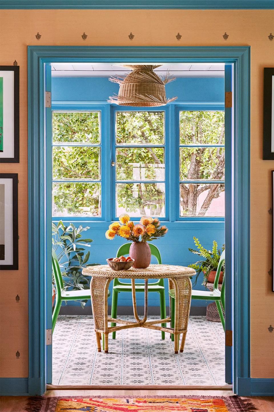 bright blue sunroom