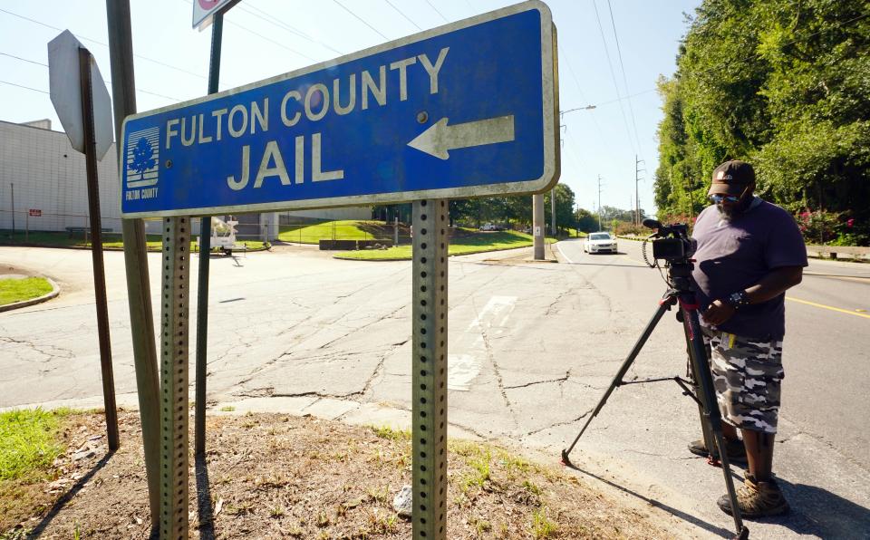 The Fulton County Jail, where defendants are expected to surrender after a grand jury in indicted Donald Trump and others. The legal case centers on the state's racketeering statute.