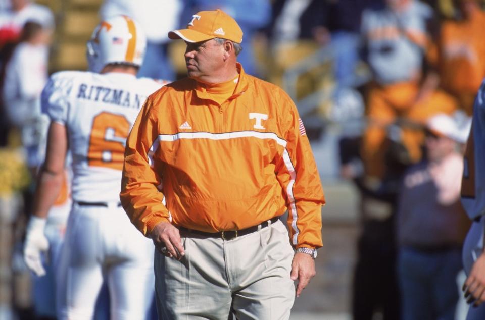 3 Nov 2001: Portrait of head coach Phillip Fulmer of the Tennessee Volunteers before the college football game against the Notre Dame Fighting Irish. Mandatory Credit: Jonathan Daniel/Allsport