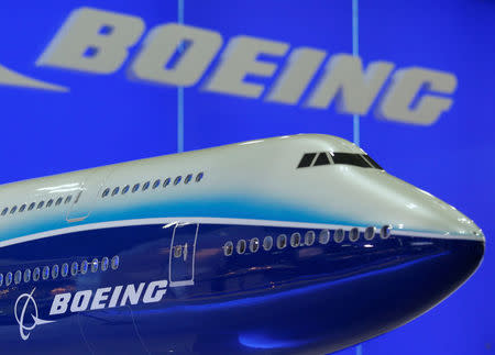 FILE PHOTO - A model of Boeing 747 passenger plane is displayed at the Asian Aerospace Expo in Hong Kong September 8, 2009. REUTERS/Bobby Yip/File Photo