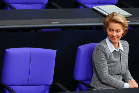 German Defence Minister Ursula von der Leyen attends a session at the lower house of parliament Bundestag in Berlin, Germany November 21, 2018. REUTERS/Fabrizio Bensch