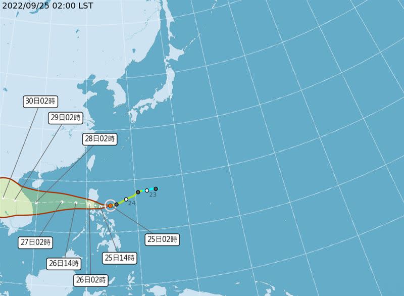 中颱諾盧最新路徑。（圖／中央氣象局）