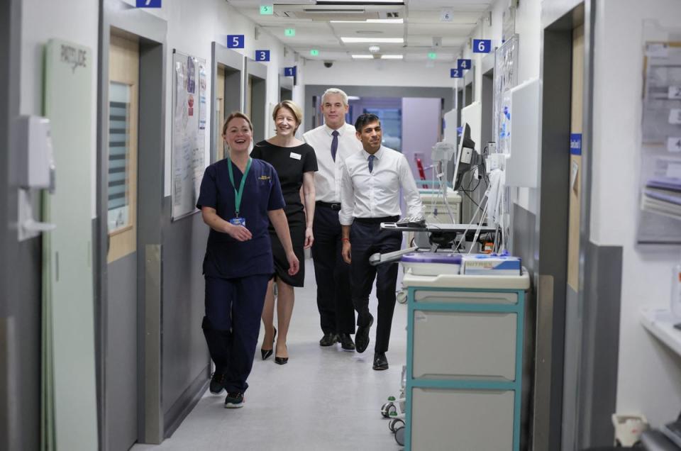 Rishi Sunak on a visit to a hospital in Stockon on Tees (Getty Images)