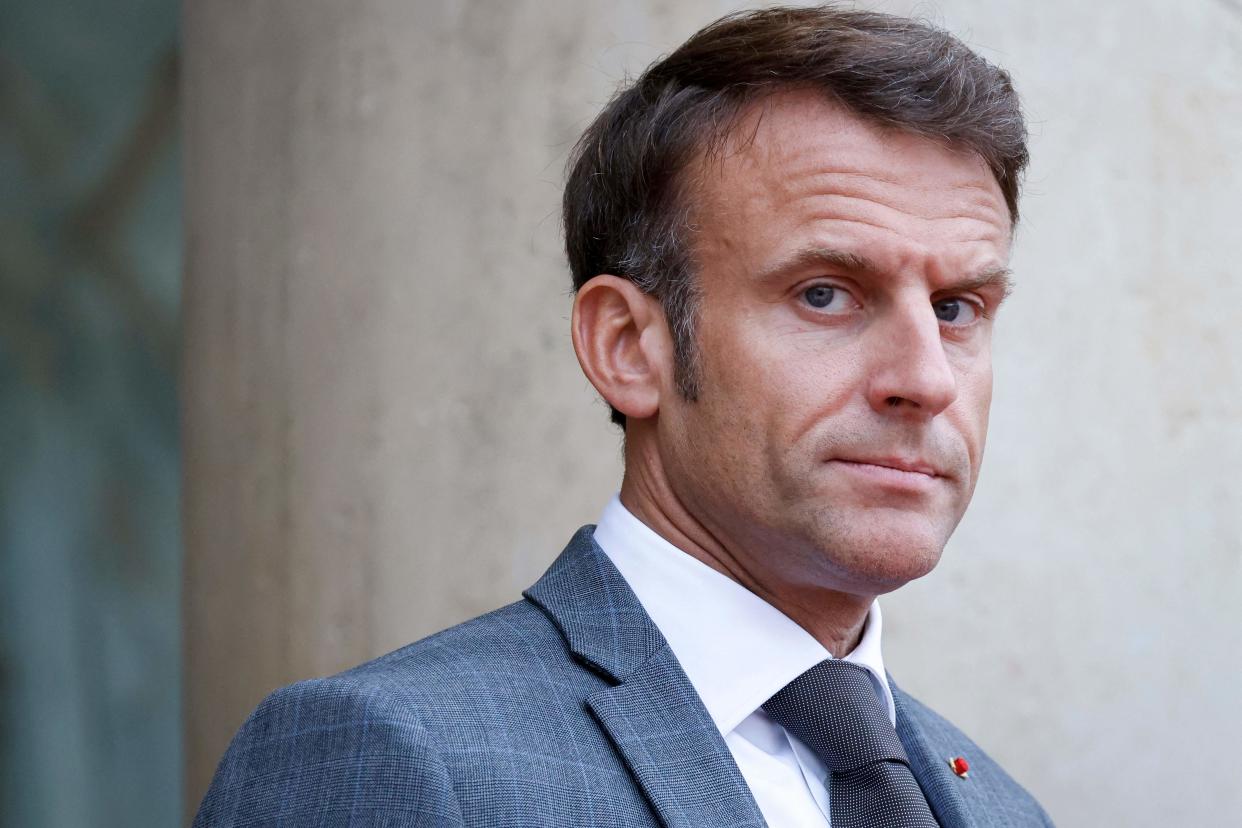 France’s President Emmanuel Macron at the Elysee Palace in Paris on 12 October 2023 (AFP via Getty Images)