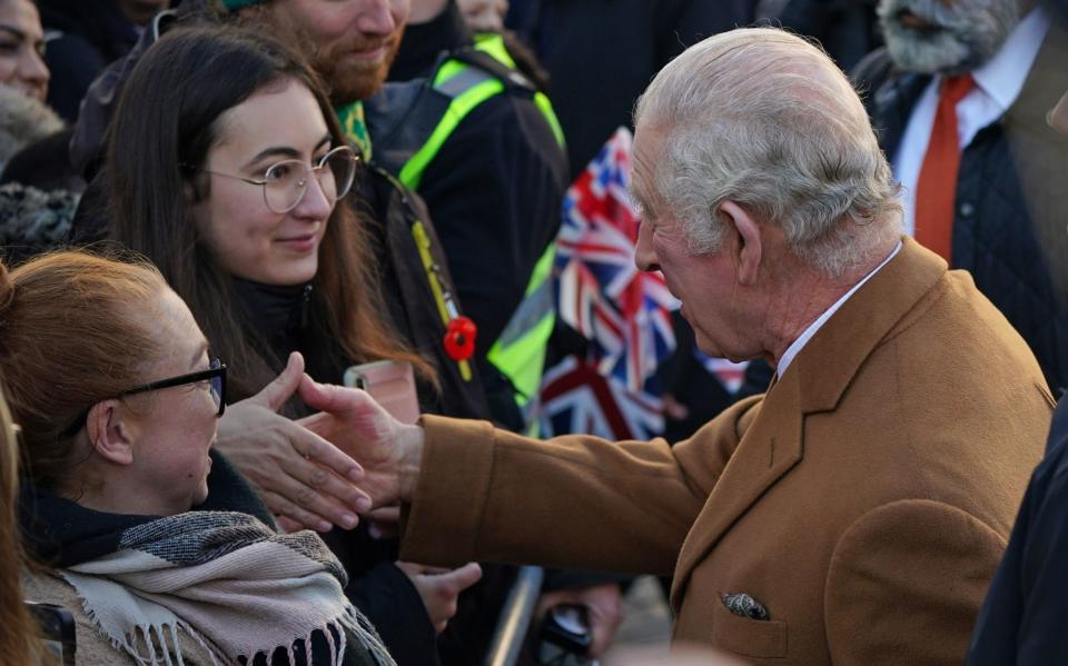 King Charles met with membes of the public on Tuesday as he arrived to visit Luton Town Hall - Yui Mok/PA