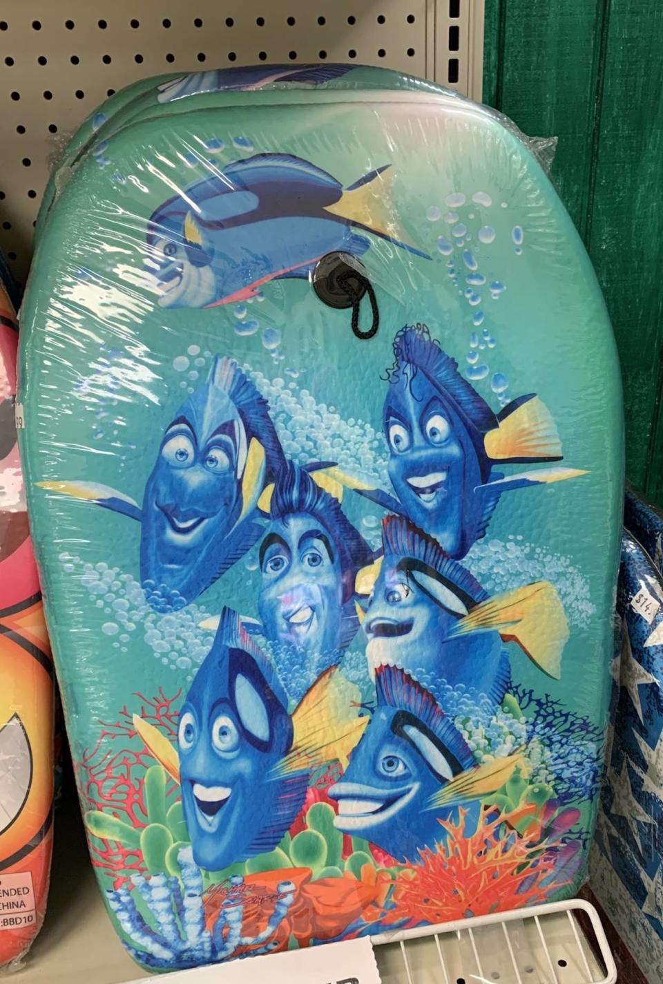 fake Dory illustration on a toilet seat