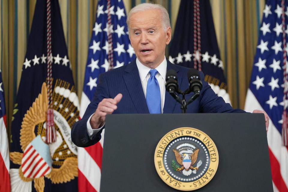 US President Joe Biden speaks during a press conference a day after the US midterm elections, from the State Dining Room of the White House in Washington, DC, on November 9, 2022. (Photo by Mandel NGAN / AFP) (Photo by MANDEL NGAN/AFP via Getty Images)