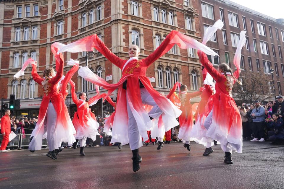 Performance dance during a parade in central London (Lucy North/PA Wire)