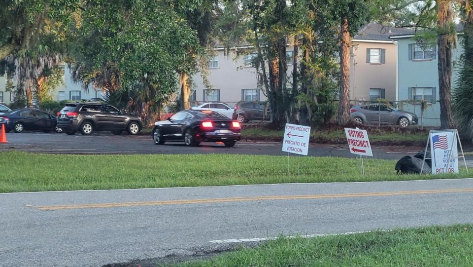 A steady stream of voters were arriving at 7:20 a.m. at Precinct 408 at the Dean Road Church of Christ, seeing about one voter per minute.