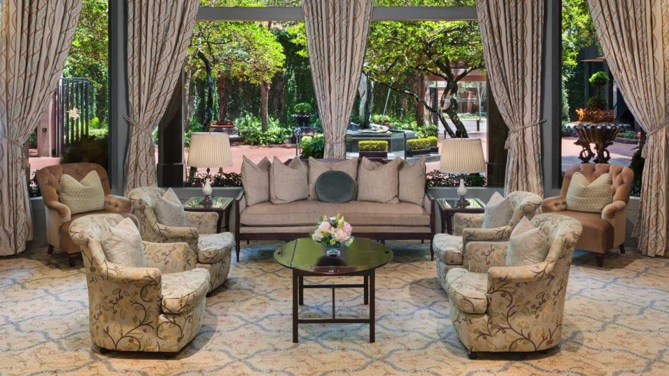 A sitting area at the Windsor Court Hotel, voted one of the best city hotels in the United States
