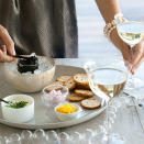 <div class="caption-credit"> Photo by: Lisa Romerein</div><div class="caption-title">California Caviar Tasting</div><b>California Caviar Tasting</b> <br> Set 1 jar (1 oz.) California caviar* in a bowl of ice on a platter. In smaller, individual dishes, serve minced shallot, crème fraîche topped with chopped chives, shredded lemon zest, and melba toast or toasted baguette slices. (*See tsarnicoulai.com) <br> <b>Pair with:</b> Blanc de blancs sparkling wine or Sauvignon Blanc