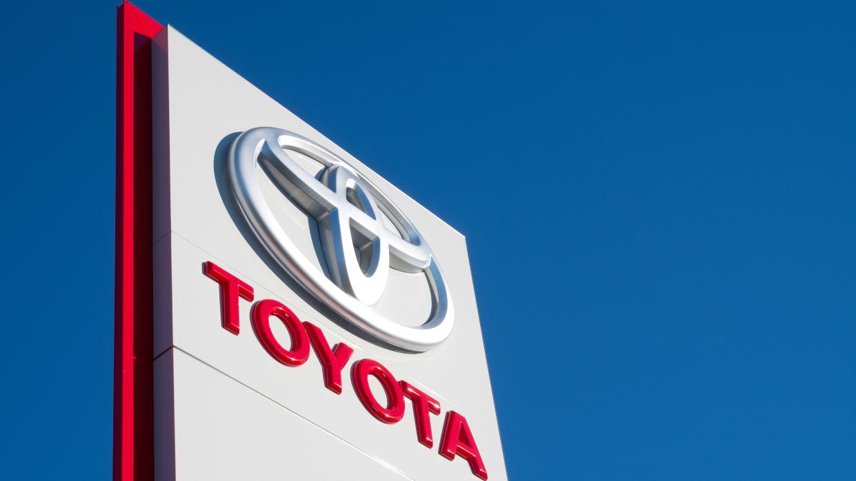  A picture of the Toyota logo on a sign 